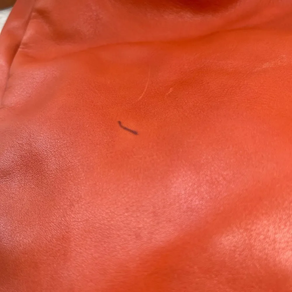Lauren Ralph Lauren Large Leather Orange Red Hobo Bag Brown strap and trims.